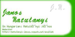 janos matulanyi business card